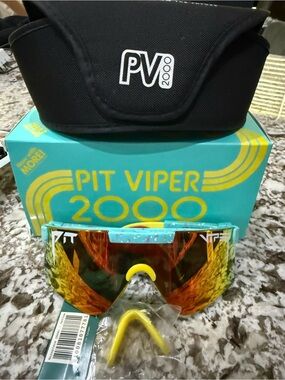 Pit Viper Sunglasses - Teal Frame with Orange/Yellow Mirror Lens